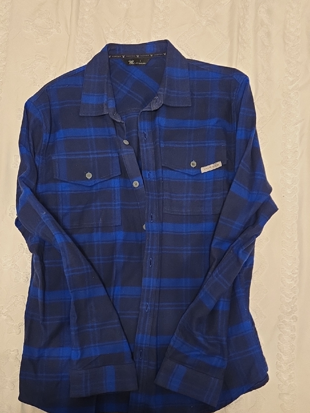 Vortex Blue Plaid Flannel Button-Up Shirt